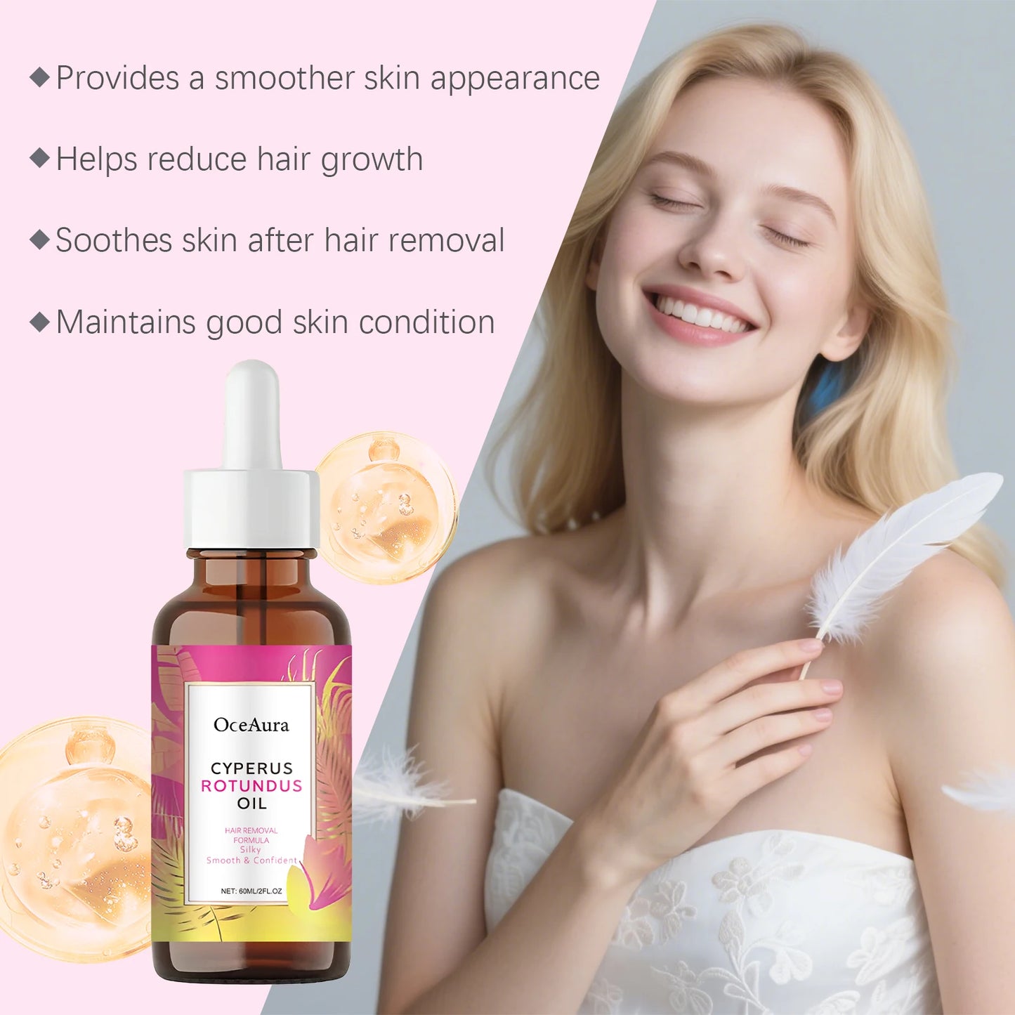 Cyperus Rotundus Oil Body Hair Remover Armpit Leg Arm Reduces Hair Growth Moisturizes Gentle Care Essential Oil for Smooth Skin