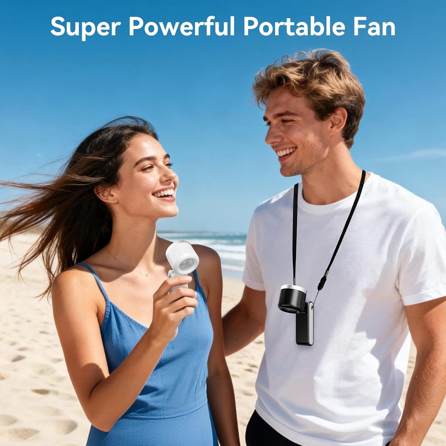 Portable Fan, Mini Fan, Handheld Turbo Fan, Portable Rechargeable Fan, 5-Speed, LED Display, Foldable Design (Black)
