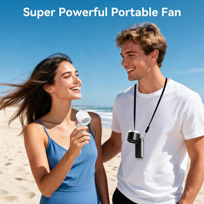 Portable Fan, Mini Fan, Handheld Turbo Fan, Portable Rechargeable Fan, 5-Speed, LED Display, Foldable Design (Black)